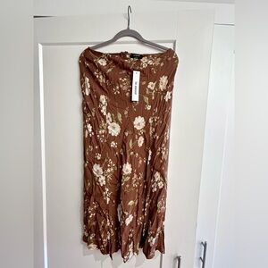 Baltic Born Fairchild Maxi Skirt in Brown Floral (size L, new with tags)
